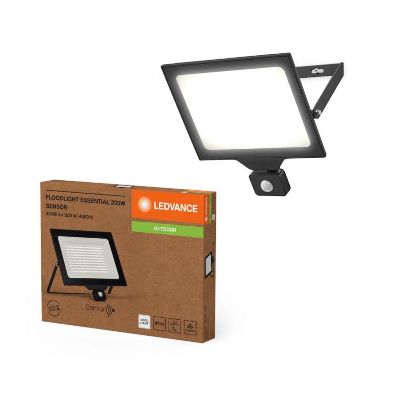 LEDVANCE LED Fluter Floodlight Essential mit Sensor 200W 4000K Neutralweiß IP44 schwarz